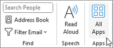 Outlook Apps buttons